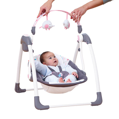 Deluxe Portable Swing- Pink & Grey