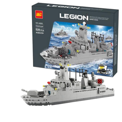 Building Block Set Destroyer Ship Rotating Turret with Gun Attachment (528 Pcs)