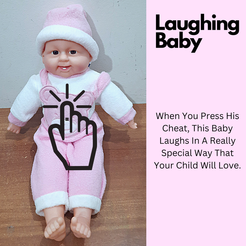 Musical Laughing Baby | | Baby Doll (Size: 40 cm) (Pink)