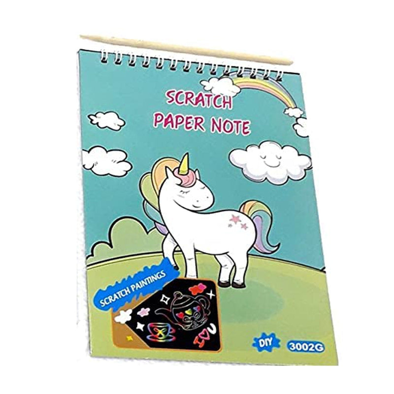 Pack of 2 - Scratch Paper Drawing Book with Wooden Stylus Stick | Peppa Pig & Unicorn (5-8 Years)