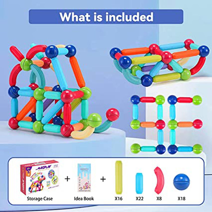 Magplay (64 pieces) Magnetic Roundels Connect with Magnets