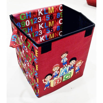 ABCD Red Printed Foldable Storage Box with Flip Top Lid for Kids