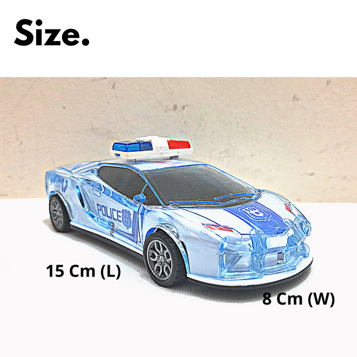 Friction Powered Mini Police Car with Music and 3D Lightning | Pull Back Police Car for Kids (Mini Police Car)