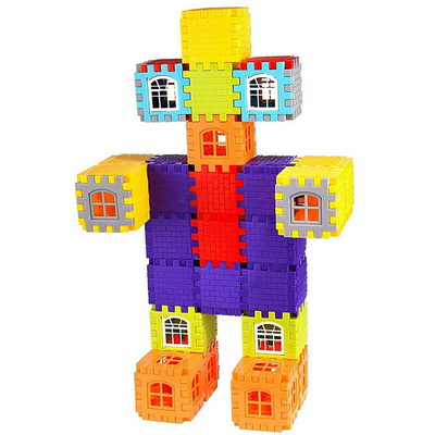 My Happy House Building Blocks Toys with Attractive Windows and Smooth Rounded Edges (72 Pc)