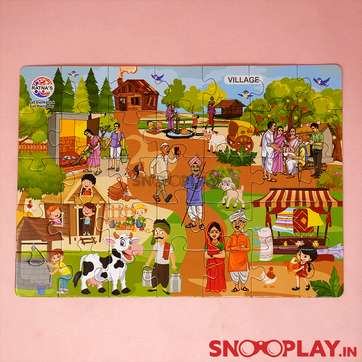 4 in 1 City and Village Life Jigsaw Puzzles For Kids