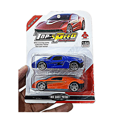 Mini Diecast Car Small Set - (2 Pcs Blue & Orange)