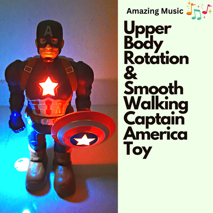 Captain America Action Figure | Avengers Toys | Rotate | Lightning | Music | Walking