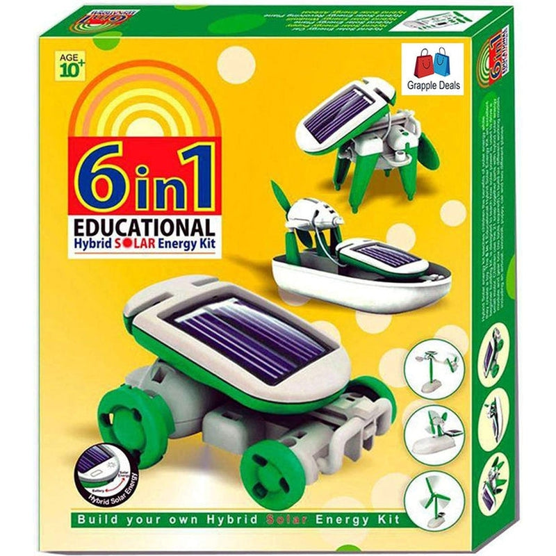 6 in 1 Hybrid Solar Robot Kit Station Activity Toys Game for Kids (DIY-Do It Yourself) - Multicolored