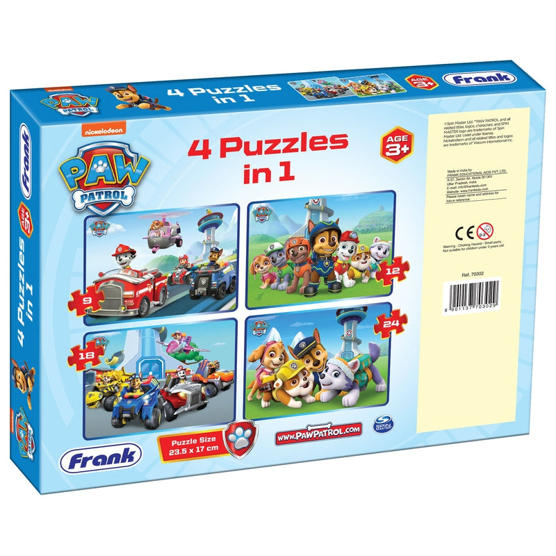 Paw Patrol - 4 in 1 Puzzle - 9, 12, 18 & 24 Pieces