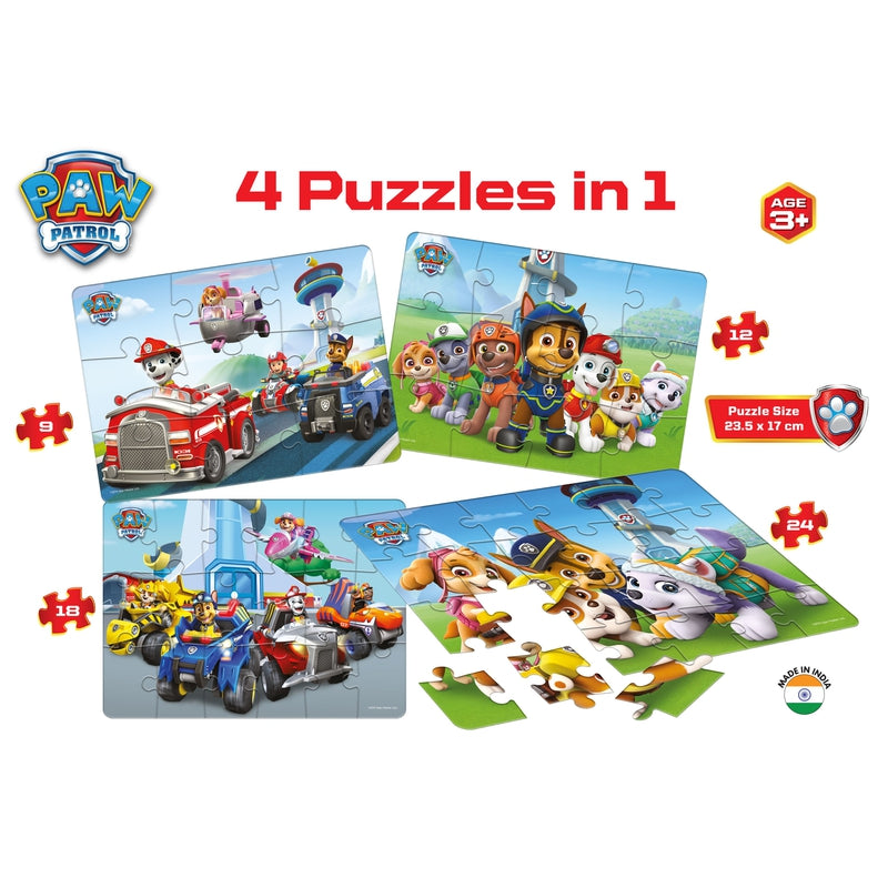 Paw Patrol - 4 in 1 Puzzle - 9, 12, 18 & 24 Pieces