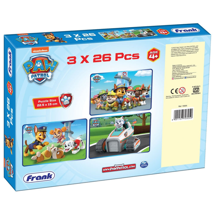 Paw Patrol - 3 in 1 Puzzle - 26 Pieces Each