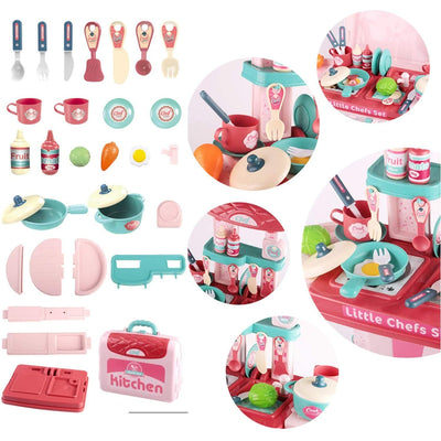 3 in 1 Portable Pretend Food Party Role Cooking Kitchen Play Set