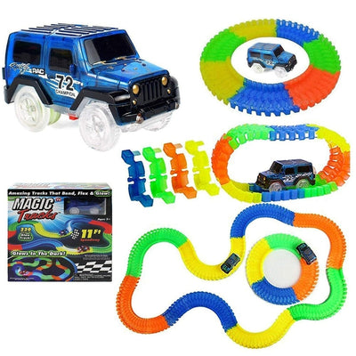 Magic Glow in The Dark Track Toy for Boy Kids 11 Feet of Track with Led Light-Up Race Car, Multicolor Racing Game