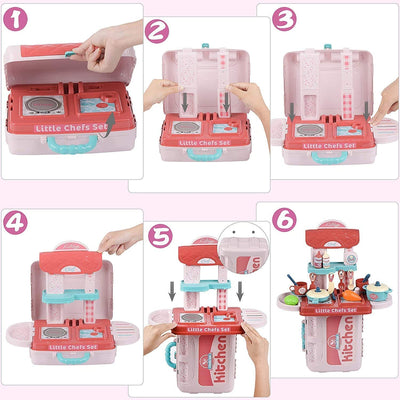 3 in 1 Portable Pretend Food Party Role Cooking Kitchen Play Set