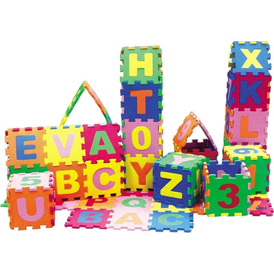 Toy Cloud Big Puzzle Interlocking Alphabet and Number Memory Mat (36 Pieces) - 10 x 10 cm