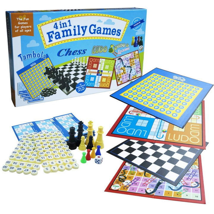 Ekta 4 in 1 Strategy Board Games (Tambola, Chess, Ludo and Snakes & Ladders)