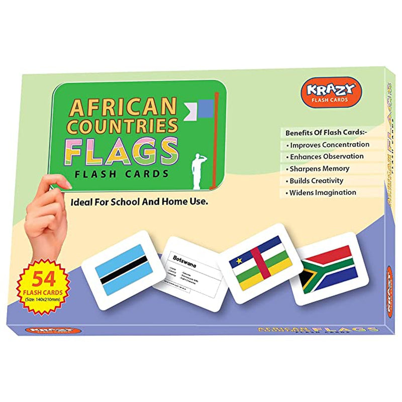 African Countries Flags Education Flash Cards for Babies, 54 Real Image Flash Cards