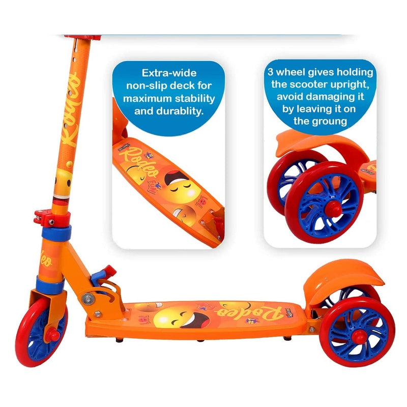 Rodeo Runner Scooter With Anti Slip ABS Base and Aluminium Rod - (Orange)