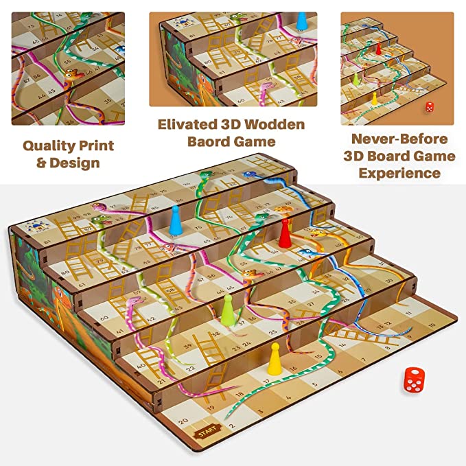 3D Snakes and Ladders Board Game