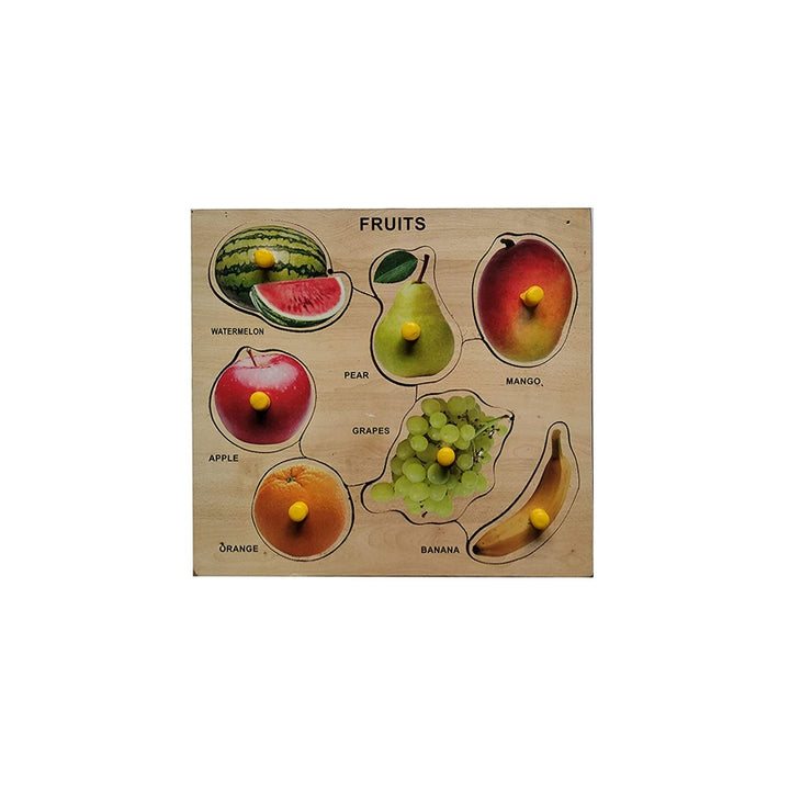 Wooden Fruits Learning Knob Educational Tray - Economy