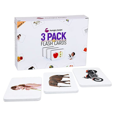Pack Of 3 (Group 2) Actions, Domestic Animals & Transports Flash Cards for Kids