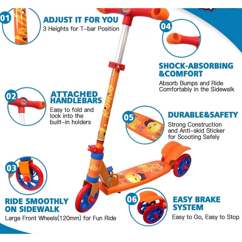 Rodeo Runner Scooter With Anti Slip ABS Base and Aluminium Rod - (Orange)