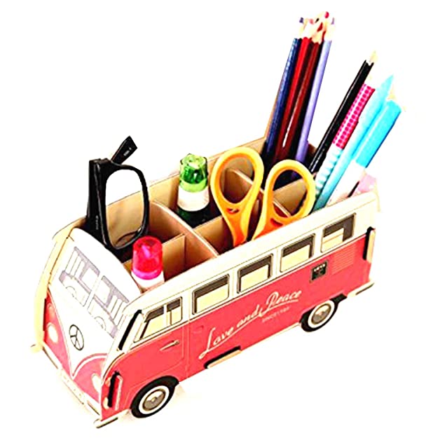 DIY Classic Vintage Red Tour Bus Puzzle and Organiser