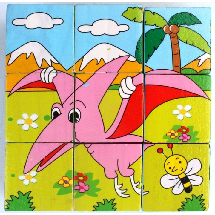 6-in-1 3D Wooden Dinosaur Cube Jigsaw Puzzles (1-2 Years)