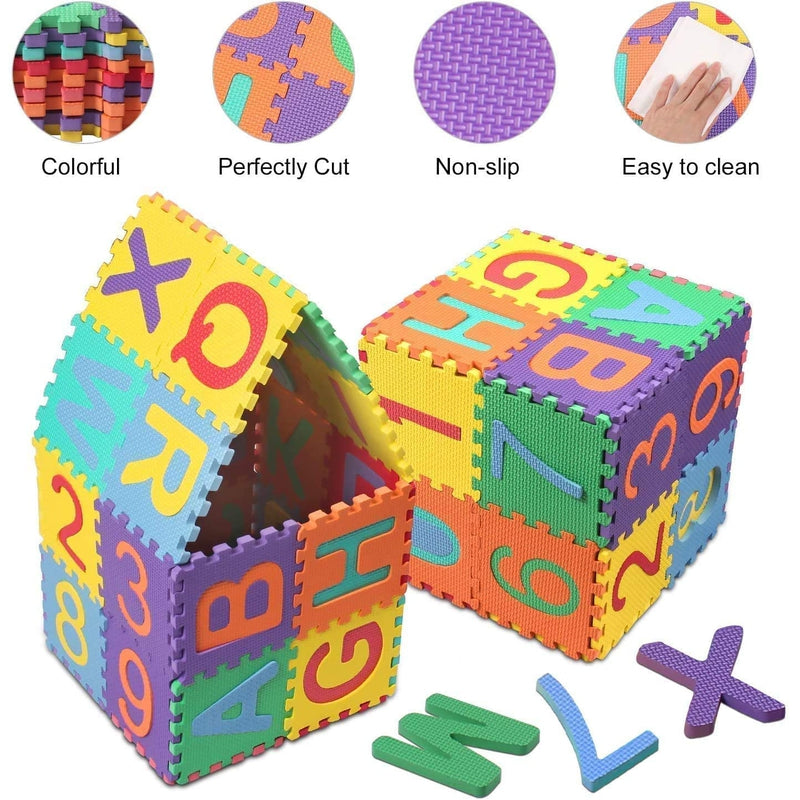 Toy Cloud Big Puzzle Interlocking Alphabet and Number Memory Mat (36 Pieces) - 10 x 10 cm