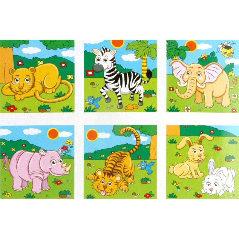 3D 6 Face Animal Block Puzzle 6 in 1 Wooden Cube Jigsaw Toys (Wild Animals)