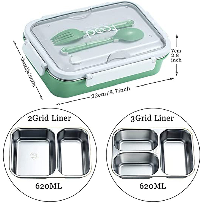 Stainless Steel Bento Box (Sealed & Leak-proof Lunch Box) - Green