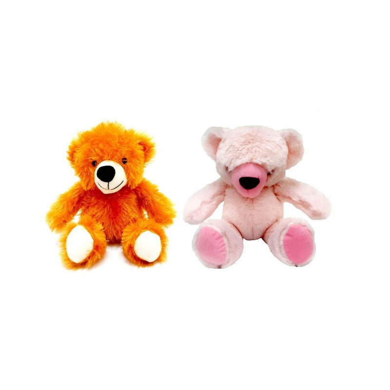 Teddy Bear Soft Toys (Pack of 2) Orange Pink