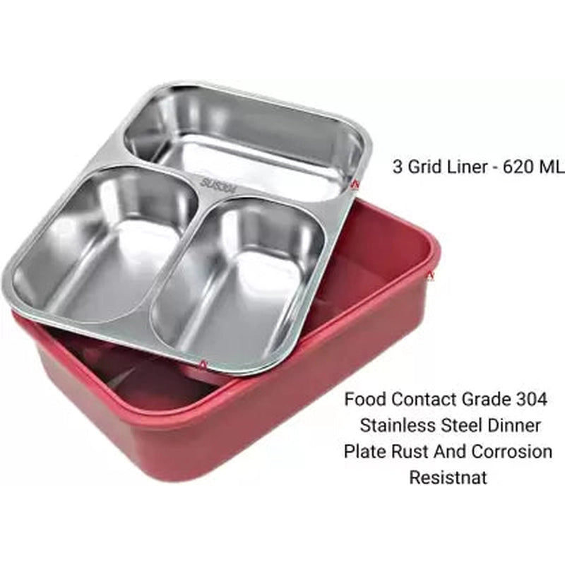 Stainless Steel Bento Box (Sealed & Leak-proof Lunch Box) - Red