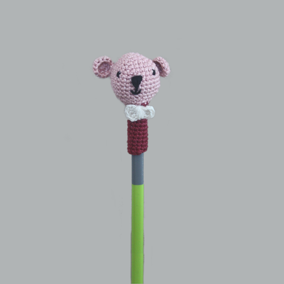 Handcrafted Amigurumi Pencil Topper Bear Random Color  (Set of 3)