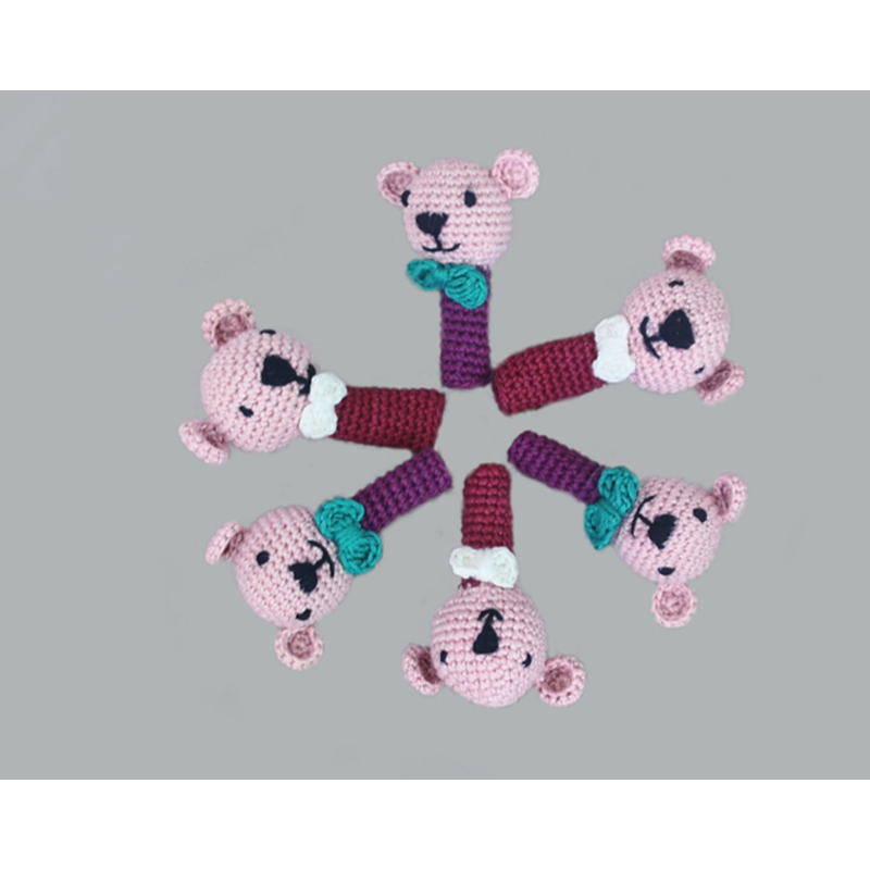 Handcrafted Amigurumi Pencil Topper Bear Random Color ( Set of 6)