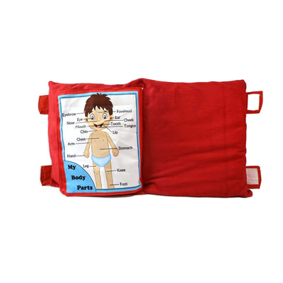 Velvet Cushion Book for Interactive Learning Experience for Kids - (Red)
