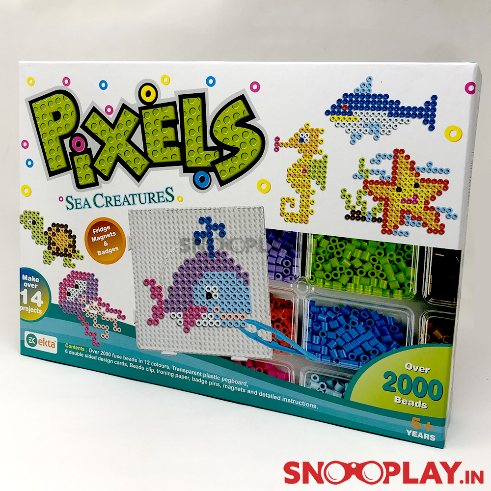 Pixels - Sea Creatures Art & Craft Fridge Magnets & Badges Making Kit By Ekta