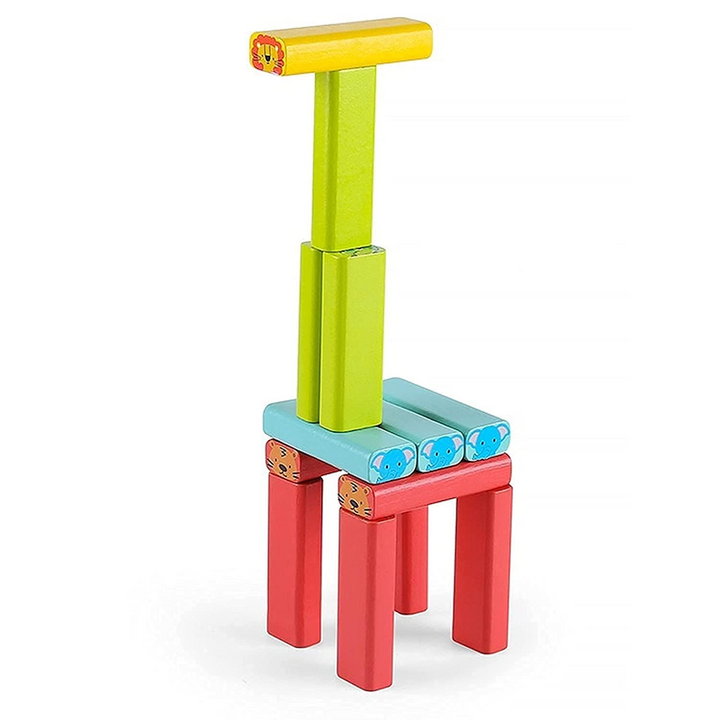 Animal Printed Educational Wooden Stacking Tumbling Tower Blocks Toys, Building Blocks for Kids (54 Pcs)