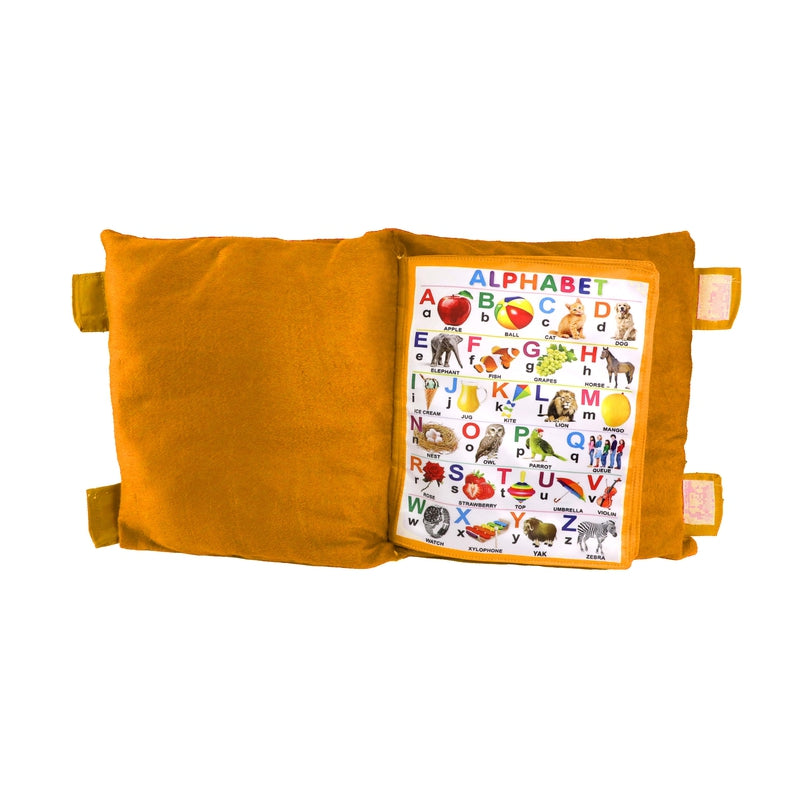 Velvet Cushion Book for Interactive Learning Experience for Kids (Yellow)