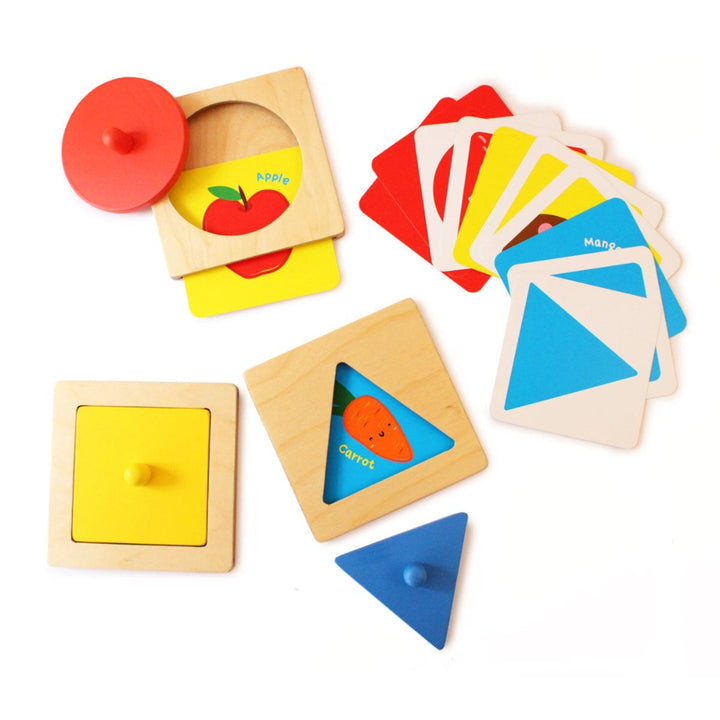 Montessori Wooden Shapes Peg Puzzle - set of 3