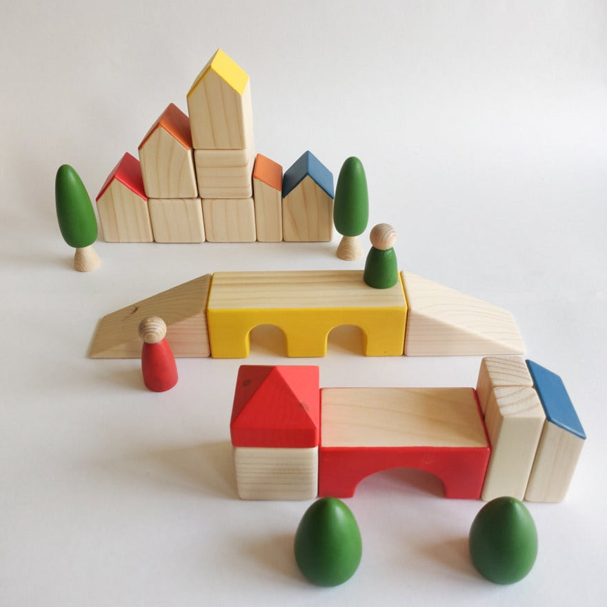 Town Blocks (Wooden Building Blocks) - 23 Pieces