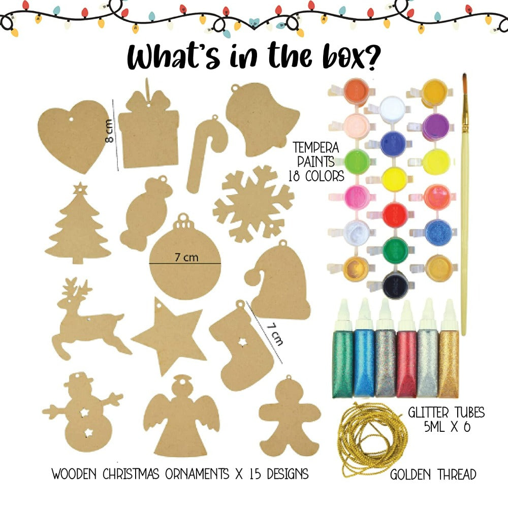 Christmas Ornaments Painting Kit, Creative and Cheerful Christmas Kit for Kids  Set of 15 Ornaments