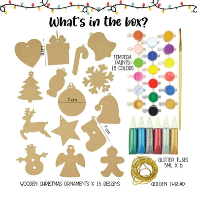 Christmas Ornaments Painting Kit, Creative and Cheerful Christmas Kit for Kids  Set of 15 Ornaments