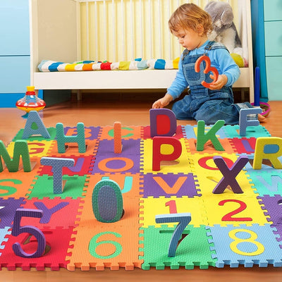 Toy Cloud Big Puzzle Interlocking Alphabet and Number Memory Mat (36 Pieces) - 10 x 10 cm