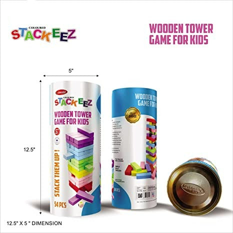 Stackeez Coloured Canister - Building Game (54 Pieces)