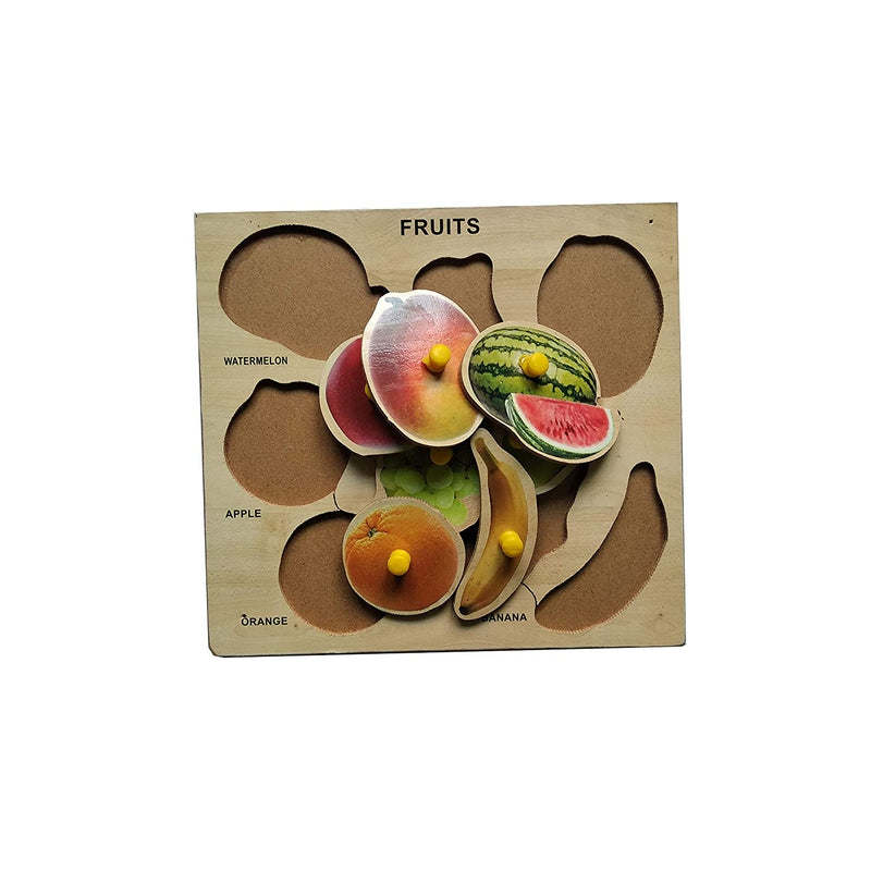 Wooden Fruits Learning Knob Educational Tray - Economy