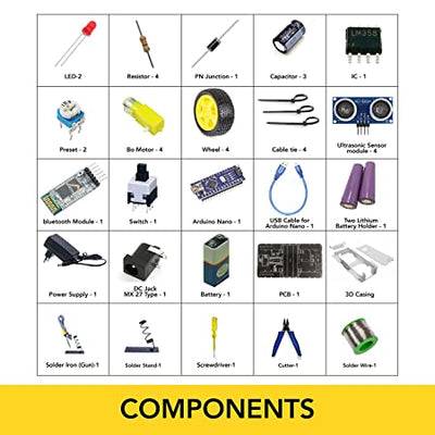 STEM Obstacle Avoiding Bluetooth DIY Robotics Kit for Kids - Science Kit (with 3D Case & Tool Kit)