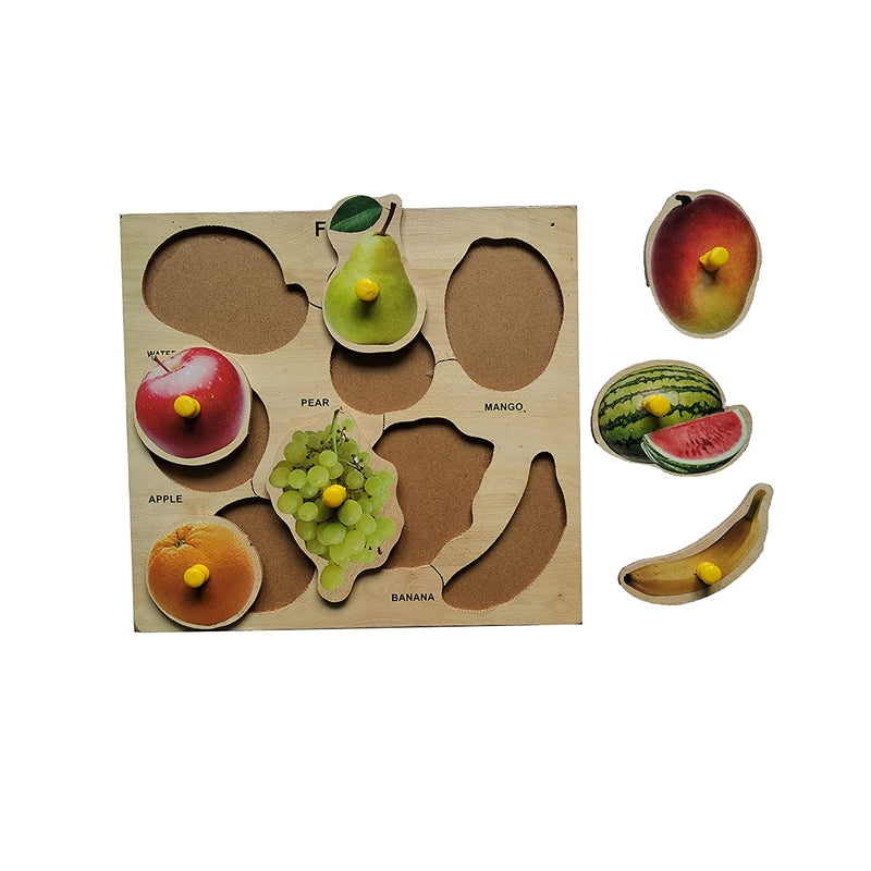 Wooden Fruits Learning Knob Educational Tray - Economy