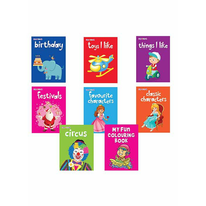 Set of 8 Copy Colour Colouring Books for 2+ Year Old Kids