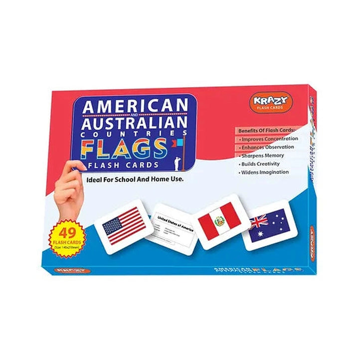 American & Australian Flags Education Flash Card for Kids